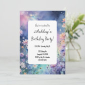 Kinder Space Flower thema verjaardagsfeestje Kaart (Staand voorkant)