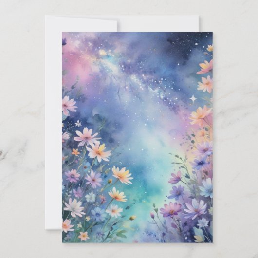 Kinder Space Flower thema verjaardagsfeestje Kaart (Achterkant)