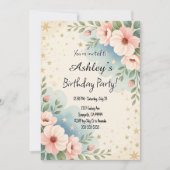  Kinder Space Flower Thema verjaardagsfeestje Kaart (Voorkant)