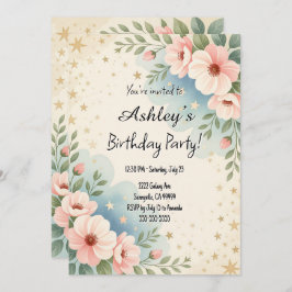  Kinder Space Flower Thema verjaardagsfeestje Kaart