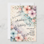  Kinder Space Flower Thema verjaardagsfeestje Kaart (Voorkant)