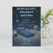 Kinder Space Galaxy Aliens Sleepover verjaardagsfe Kaart (Staand voorkant)