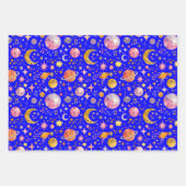 Kinder Space Planet Blauwe Kleur Achtergrond Gift Inpakpapier Vel (Voorkant 2)