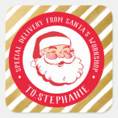 Kinder speciale kerstbezorging, conditie op maat vierkante sticker (Voorkant)