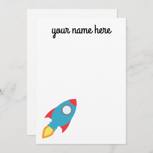 Kinder speciale Rocket Ship Notecards Feestdagenkaart (Voorkant / Achterkant)