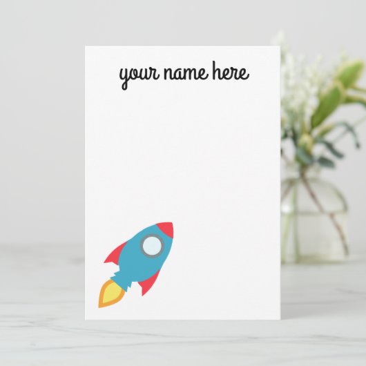 Kinder speciale Rocket Ship Notecards Feestdagenkaart (Staand voorkant)