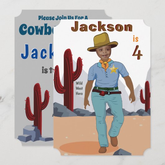 Kinder speciale sheriff Cowboy Foto Sjabloon Kaart (Voorkant / Achterkant)