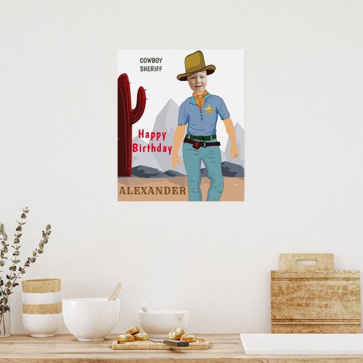 Kinder speciale sheriff Cowboy Original ADD Foto Poster (Keuken)