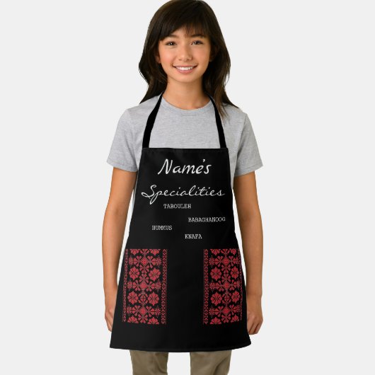 Kinder specialiteit Red Tatreez Apron Schort (Insitu)
