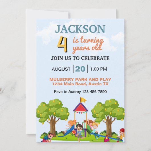 Kinder speeldag in het park Elke leeftijd verjaard Kaart (Voorkant)