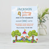 Kinder speeldag in het park Elke leeftijd verjaard Kaart (Staand voorkant)