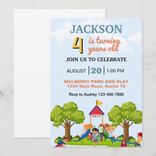 Kinder speeldag in het park Elke leeftijd verjaard Kaart (Voorkant / Achterkant)
