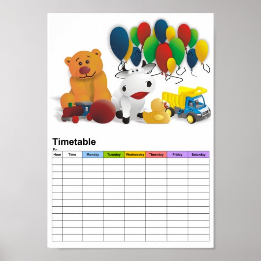 Kinder speelgoed / Dienstregeling Poster (Voorkant)