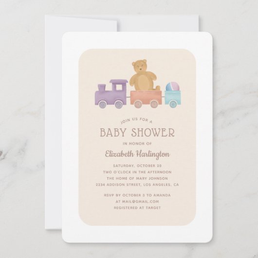 Kinder speelgoed en schattig beer. Genderneutraal Kaart (Voorkant)