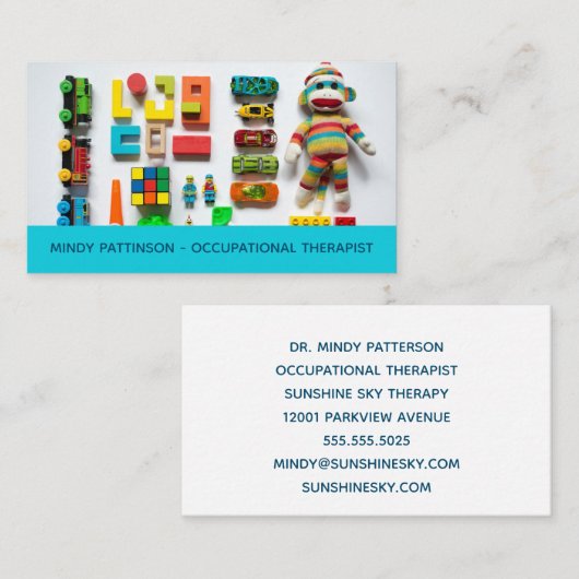 Kinder speelgoed Fotograaf blauw Visitekaartje (Voorkant / Achterkant)