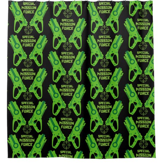 Kinder Speelgoed Pistool Battle Kerst en Verjaarda Douchegordijn (Voorkant)