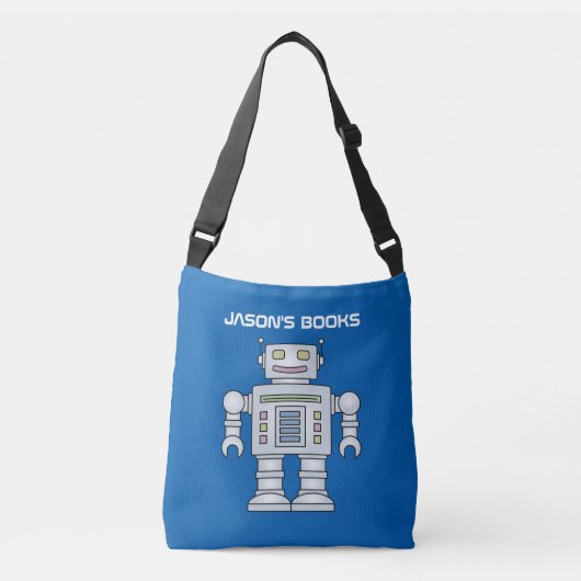 Kinder speelgoed robot gepersonaliseerde bibliothe crossbody tas (Voorkant)