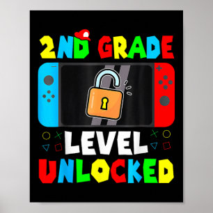 Kinder Spel Gaming 2e Graad Niveau Ontgrendeld Eer Poster