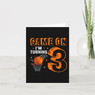Kinder Spel Op Ik Draai 3 Basketbal 3e Verjaardag Kaart