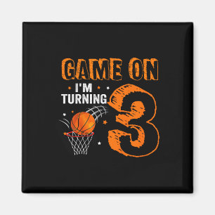 Kinder Spel Op Ik Draai 3 Basketbal 3e Verjaardag Magneet