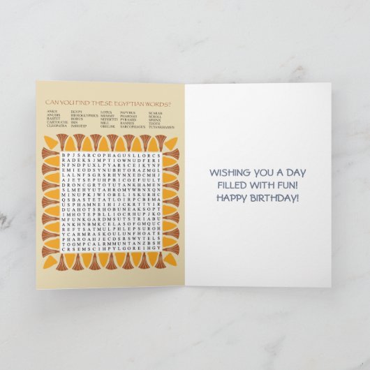 Kinder Spelen en Activiteiten Egypt Thema Verjaard Kaart (Binnen)
