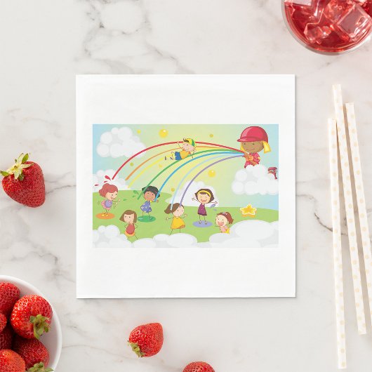 Kinder spelen in een parkpapier servetten