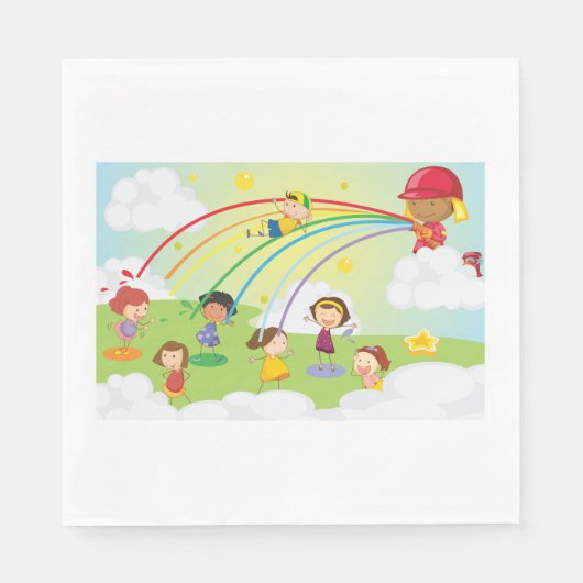 Kinder spelen in een parkpapier servetten (Voorkant)