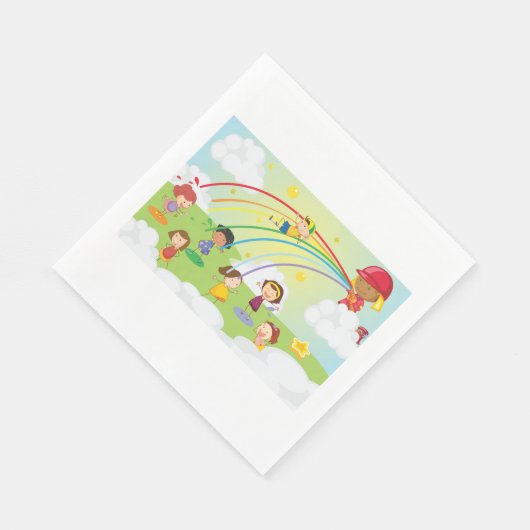 Kinder spelen in een parkpapier servetten (Hoek)