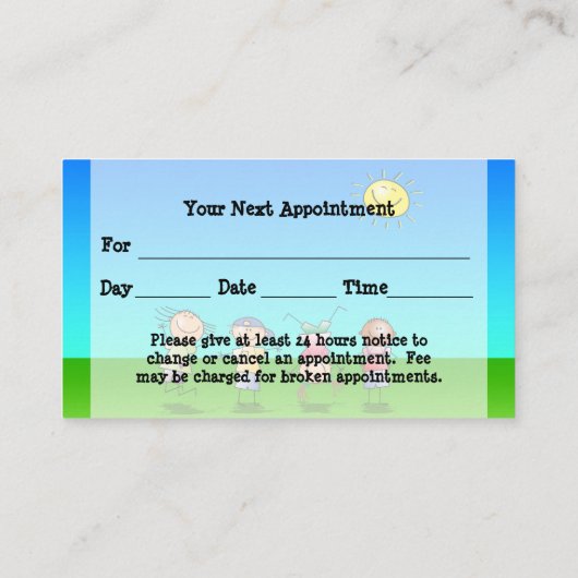 Kinder Spelen in openlucht op zondag Afsprakenkaartje