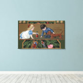 Kinder spelen met speelgoed canvas afdruk (Insitu (Houten vloer))