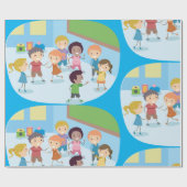 Kinder spellen in het klaslokaal cadeaupapier (Vlak)