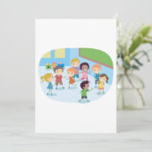 Kinder spellen in het klaslokaal kaart (Staand voorkant)