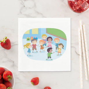 Kinder spellen in het klaslokaal servet