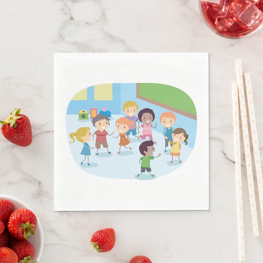 Kinder spellen in het klaslokaal servet