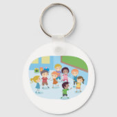 Kinder spellen in het klaslokaal sleutelhanger (Achterkant)