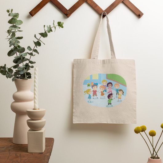 Kinder spellen in het klaslokaal tote bag