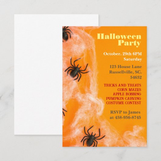 Kinder spin Halloween Party Kaart (Voorkant / Achterkant)