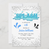 Kinder "Splash" Zwembad Party 6e Verjaardag Kaart (Voorkant)