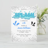 Kinder "Splash" Zwembad Party 6e Verjaardag Kaart (Staand voorkant)