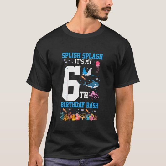 Kinder Splish Splash 6th Birthday Bash Toekomstige T-shirt (Voorkant)