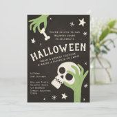 Kinder spookachtige skelet Halloween party Invitat Kaart (Staand voorkant)