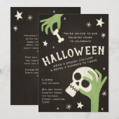 Kinder spookachtige skelet Halloween party Invitat Kaart (Voorkant / Achterkant)