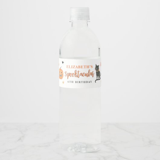Kinder Spooktaculaire Halloween Birthday Party Waterfles Etiket (Voorkant)