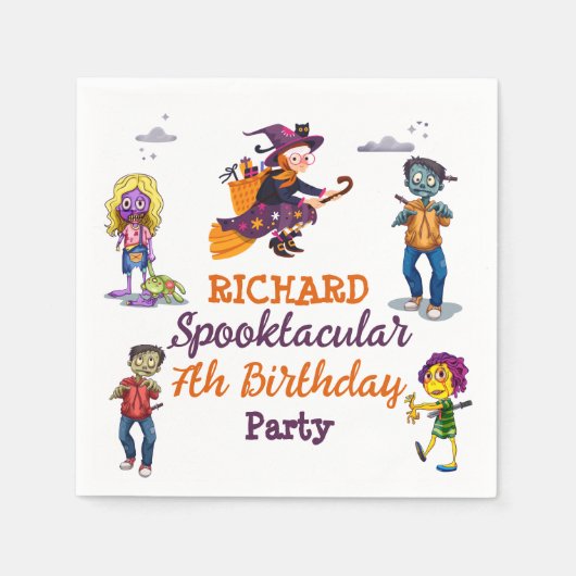 Kinder Spooky Halloween Kostuum Bir Papier Servet (Voorkant)