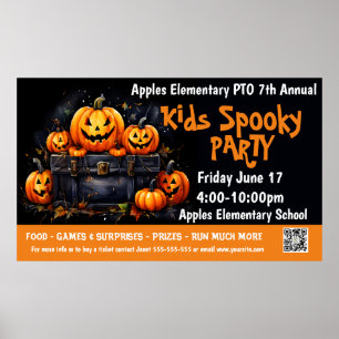 Kinder spooky partij Fundraiser PTO PTA Kerk Banne Poster