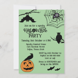 Kinder spooky spin halloween feestuitnodiging kaart