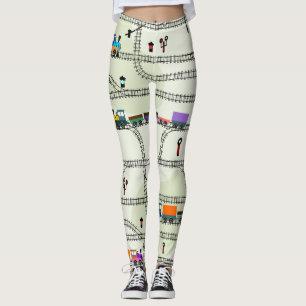 Kinder spoorweg: Grappig naadloos patroon Leggings