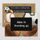 Kinder sport All-Star Birthday Custom Invitation Kaart (Voorkant / Achterkant)