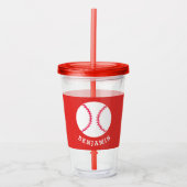 Kinder sport Baseball Athletic Personalized Red Acryl Drinkbeker (Voorkant)