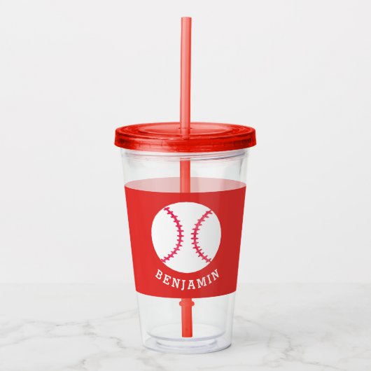 Kinder sport Baseball Athletic Personalized Red Acryl Drinkbeker (Voorkant)